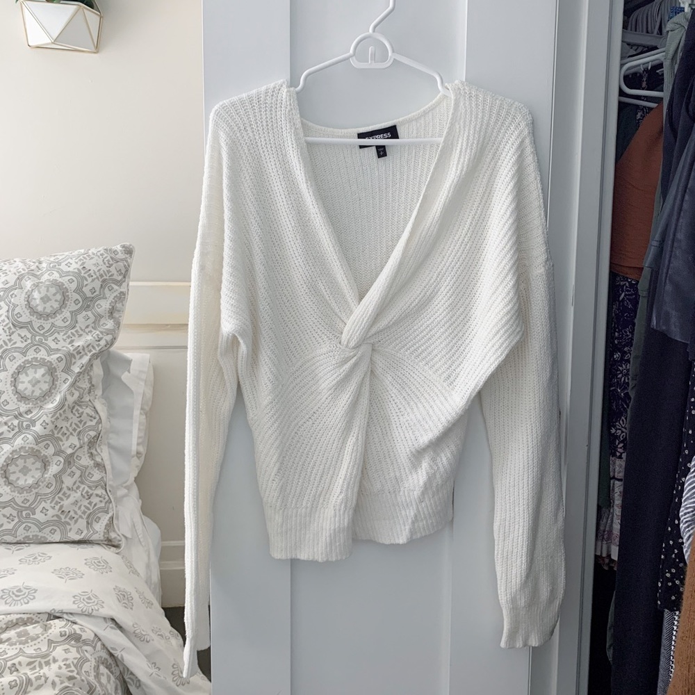 Express Tie Front Low Cut Sweater